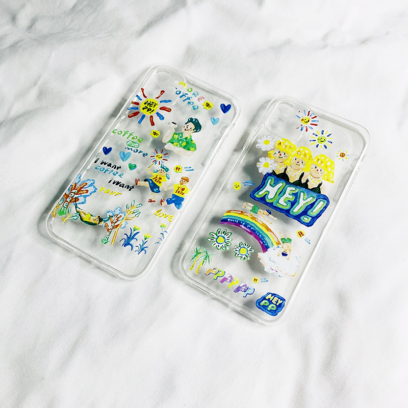 适用苹果11/12/13 Pro手机壳涂鸦6s软胶XS MAX套XR女7/8plus情侣X