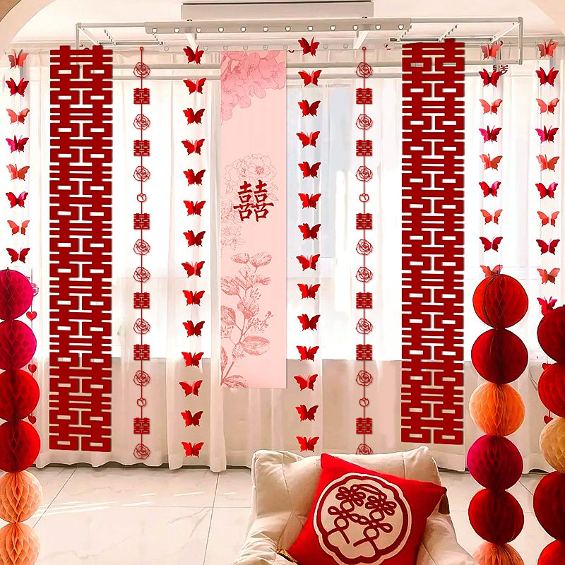 婚房布置套装女男方结婚装饰简单