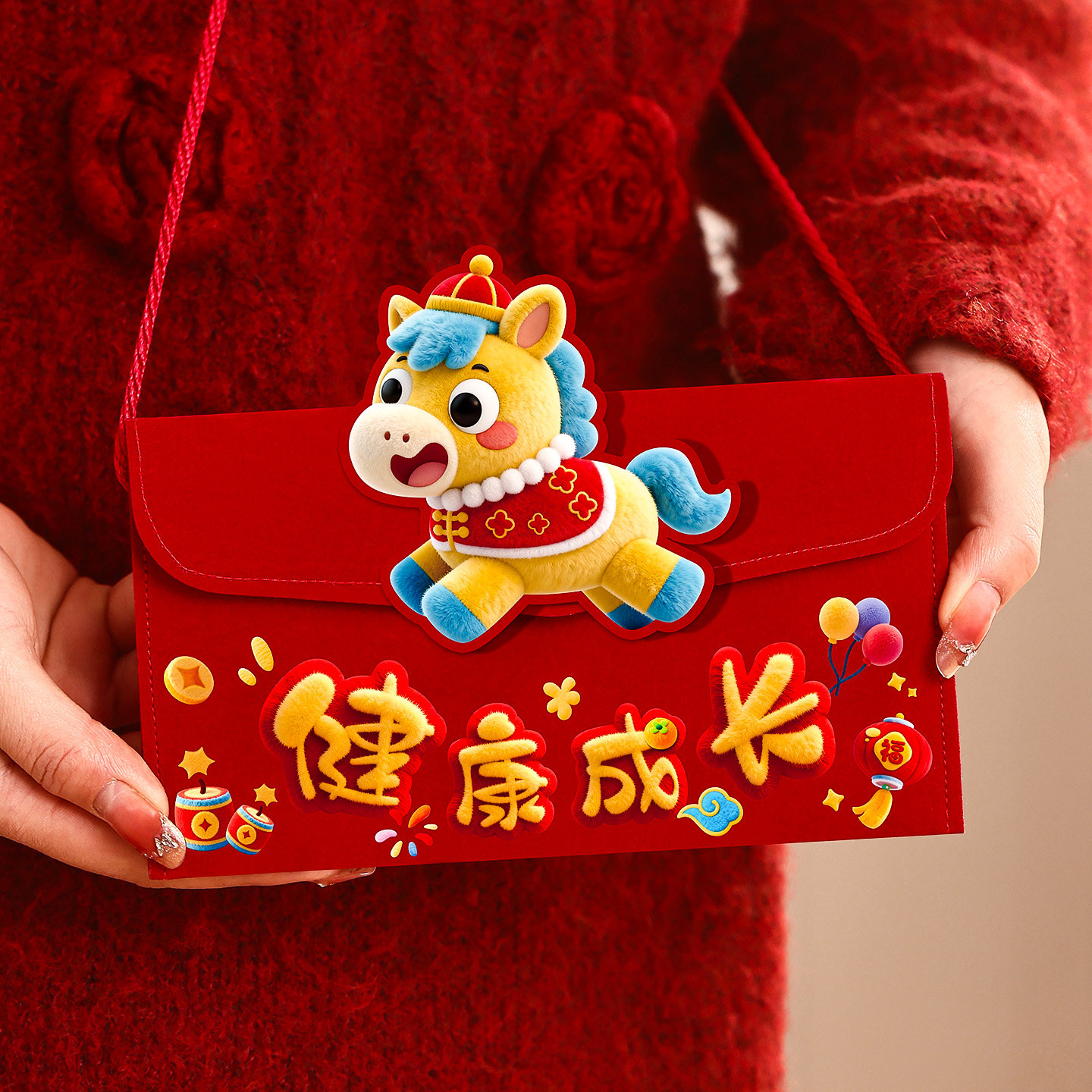 2026新款马年卡通毛毡红包袋春节过年挂脖儿童压岁钱包新年利是封,节庆用品/礼品,红包/利是封,淘宝优惠券,粉丝福利购,淘宝优惠卷