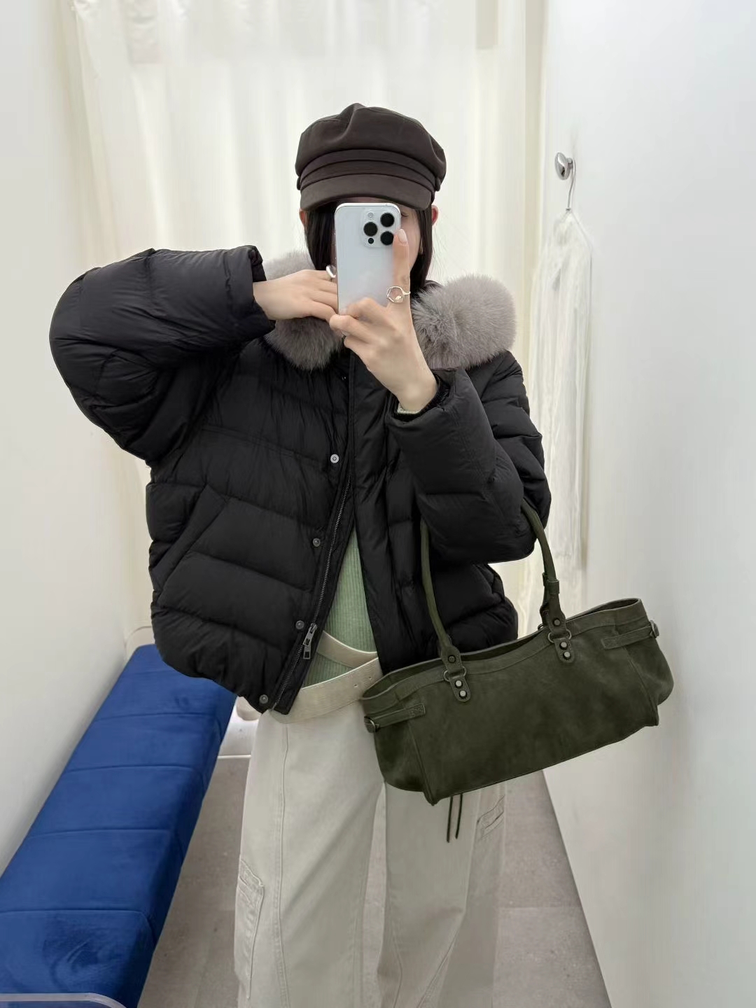 2025新款韩版时尚百搭宽松休闲连帽长袖羽绒服外套大毛领狐狸毛