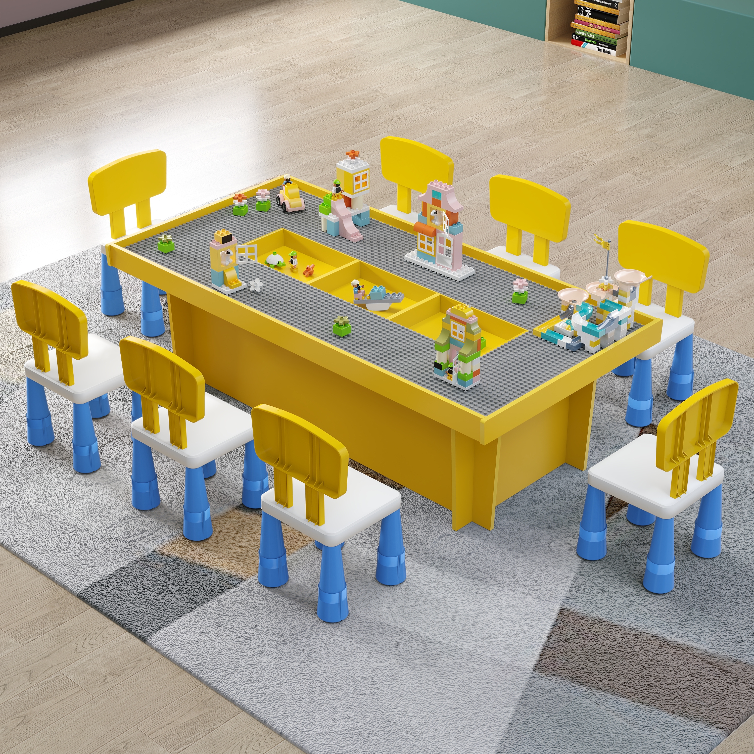 商用游乐园设备体验玩具桌太空沙盘桌儿童多功能大号凹槽积木桌