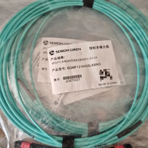 议价精工MPO-MPO光纤跳线，12芯多模万兆，OM3标准，5米