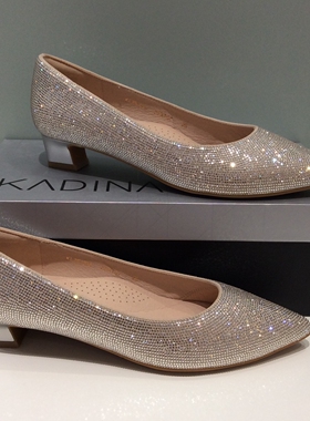 KL251535卡迪娜KS261552水钻尖头单鞋中跟宴会穿搭闪亮粗跟浅口鞋