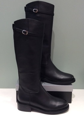 KA256508卡迪娜2025冬皮带扣骑士靴女冬季真皮长筒靴中跟圆头显瘦