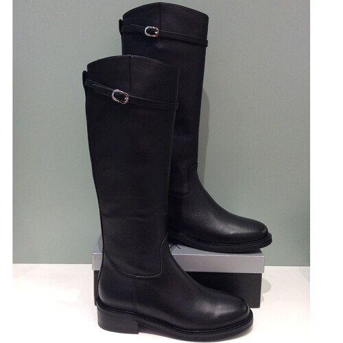 卡迪娜冬季真皮中跟显瘦骑士靴