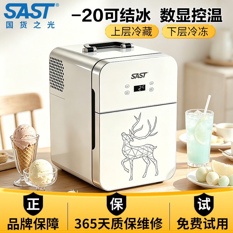 SAST车载迷你小冰箱车家两用小型冷藏箱保鲜化妆品母乳宿舍单人用