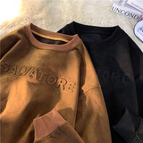 2024年春季新款麂皮绒钢印圆领卫衣XZ415-WY39-P50，男装卫衣，星座416