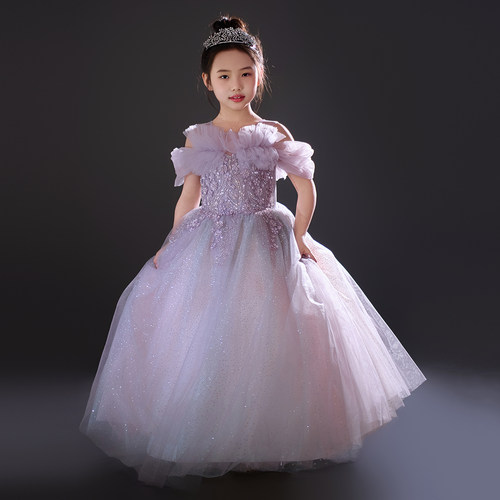 2025新款女童公主裙蕾丝婚礼服韩