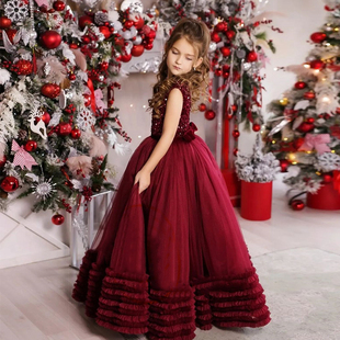 儿童礼服模特走秀晚礼服女童大童主持钢琴生日小提琴演出服公主裙