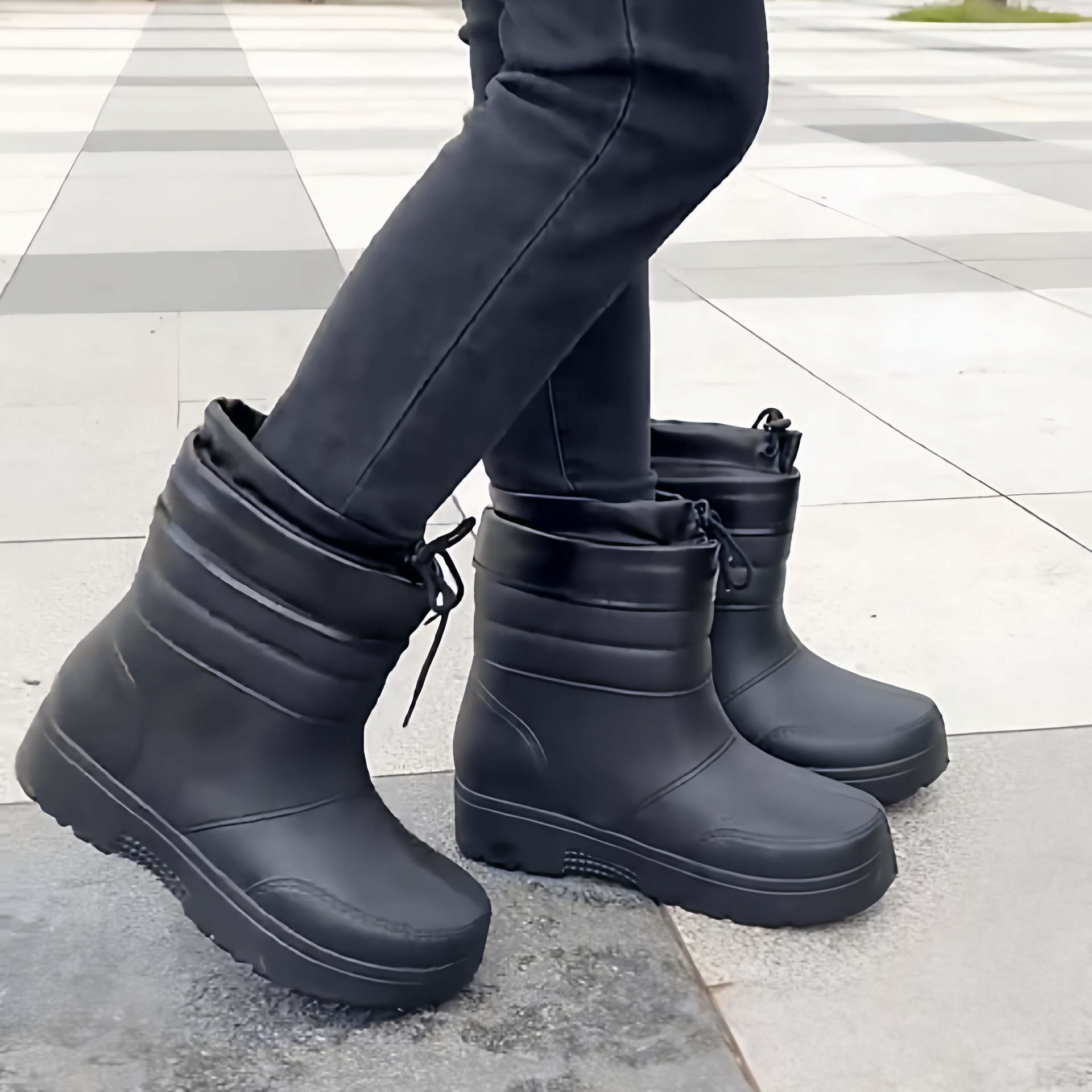 雪地靴男款泡沫EVA加棉轻便雨鞋男式棉靴防滑耐油食品鞋渔业冷库