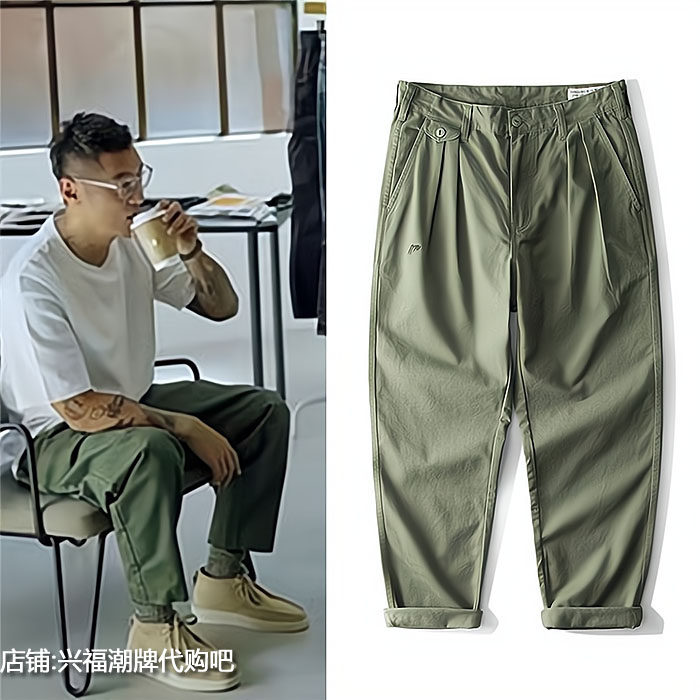 正品潮牌madness余文乐2023新款字母绣花直筒时尚宽松休闲工装裤