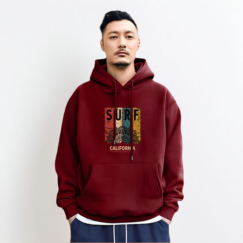 香港潮牌余文乐连帽国风红色卫衣男秋冬季重磅纯棉加绒情侣装外套