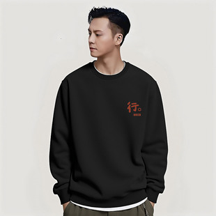 秋冬新款重磅纯棉青年高端帅气外套香港潮牌陈伟霆圆领套头卫衣男