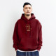 香港潮牌余文乐酒红色连帽卫衣男士 新款 秋冬马年重磅加绒百搭外套