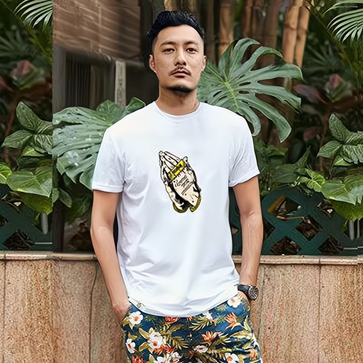 欧美潮牌余文乐夏装新款纯棉时尚宽松休闲情侣半袖圆领短袖t恤男