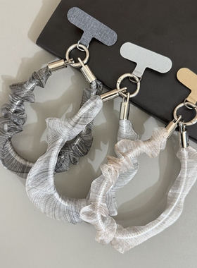GIF水墨大理石纹纱褶皱手腕带挂绳 钥匙扣挂链适用手机壳包包配饰