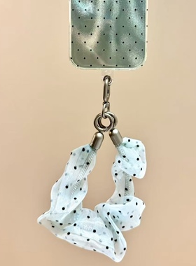 GIF 小众薄荷绿纱黑色波点适用任何苹果华为手机壳钥匙扣手腕挂绳
