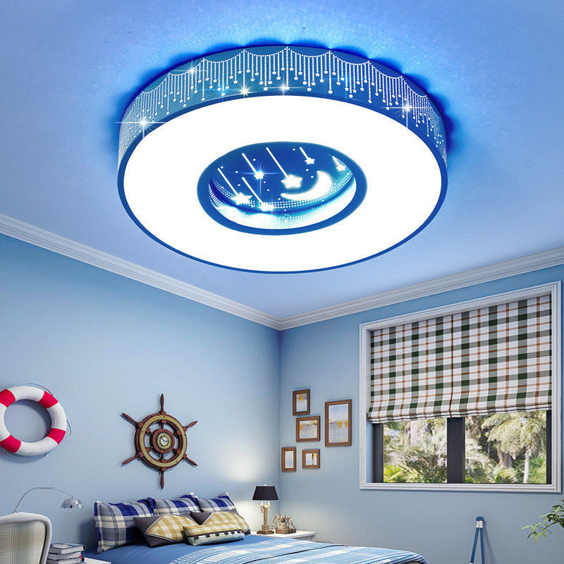 儿童吸顶灯星星简约现代创意男女孩led卧室圆形温馨公主房间灯具