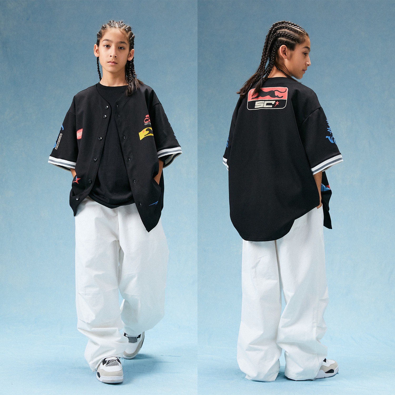 儿童街舞演出服套装酷帅嘻哈hiphop男童街舞潮服宽松棒球衫童装