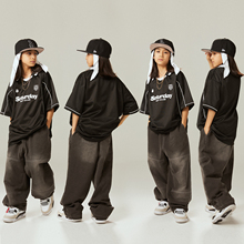 六一男童嘻哈潮服酷帅hiphop演出服套装儿童街舞宽松T恤女童潮牌