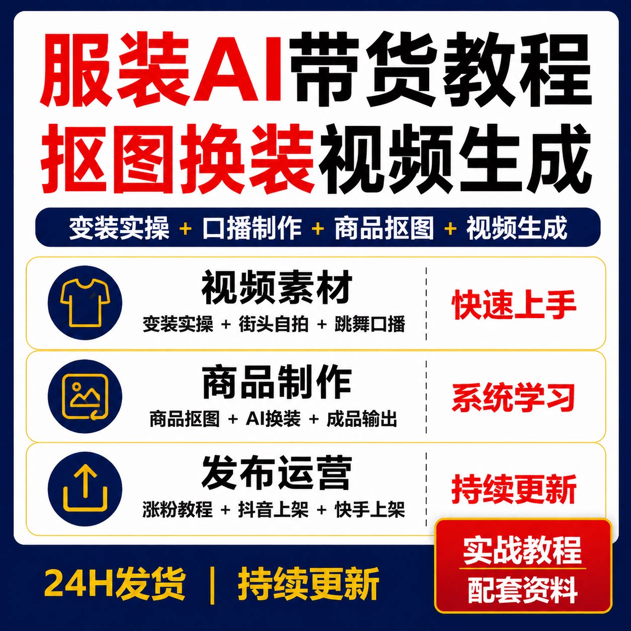 2026服装AI短视频带货实战课变装口播跳舞素材抠图换装教程