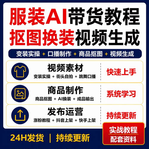 2026服装AI短视频带货实战课变装口播跳舞素材抠图换装教程