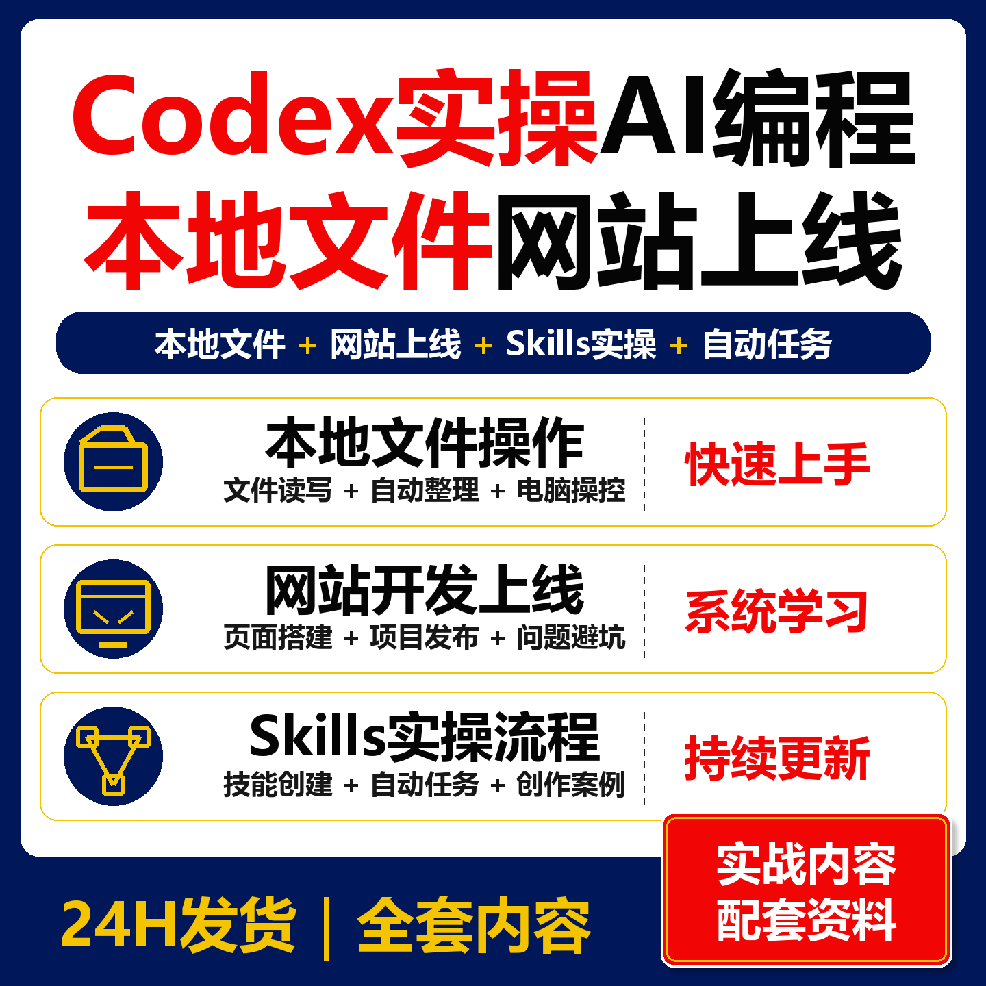 Codex实操AI编程 本地文件网站上线Skills全套资料