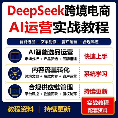 DeepSeek跨境电商实战教程 AI选品文案客服风控店铺运营课程资料