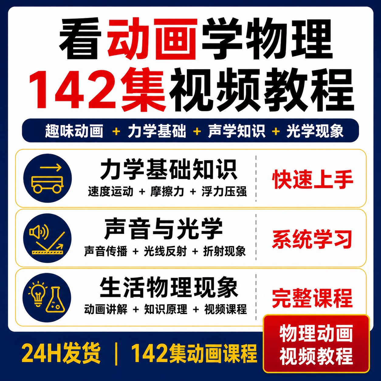 看动画学物理142集视频教程力学声学光学生活物理知识动画课程