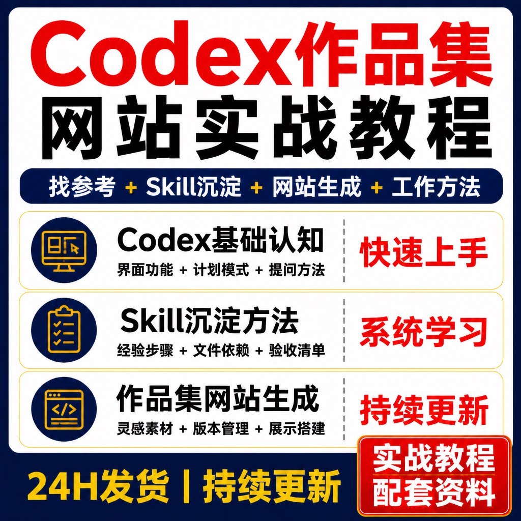 Codex作品集实战课 Skill沉淀网站生成AI工作方法资料