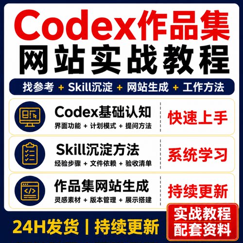 Codex作品集实战课 Skill沉淀网站生成AI工作方法资料