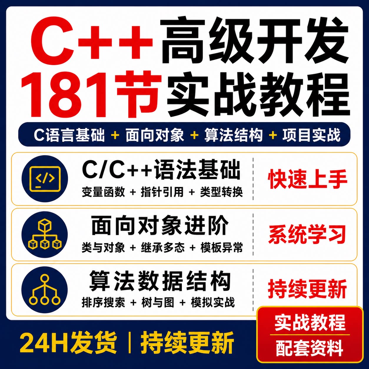 C++高级开发181节视频教程C语言面向对象算法数据结构模板异常