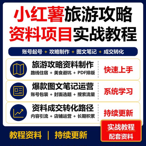 XHS旅游攻略资料运营实战教程 图文笔记制作引流虚拟项目