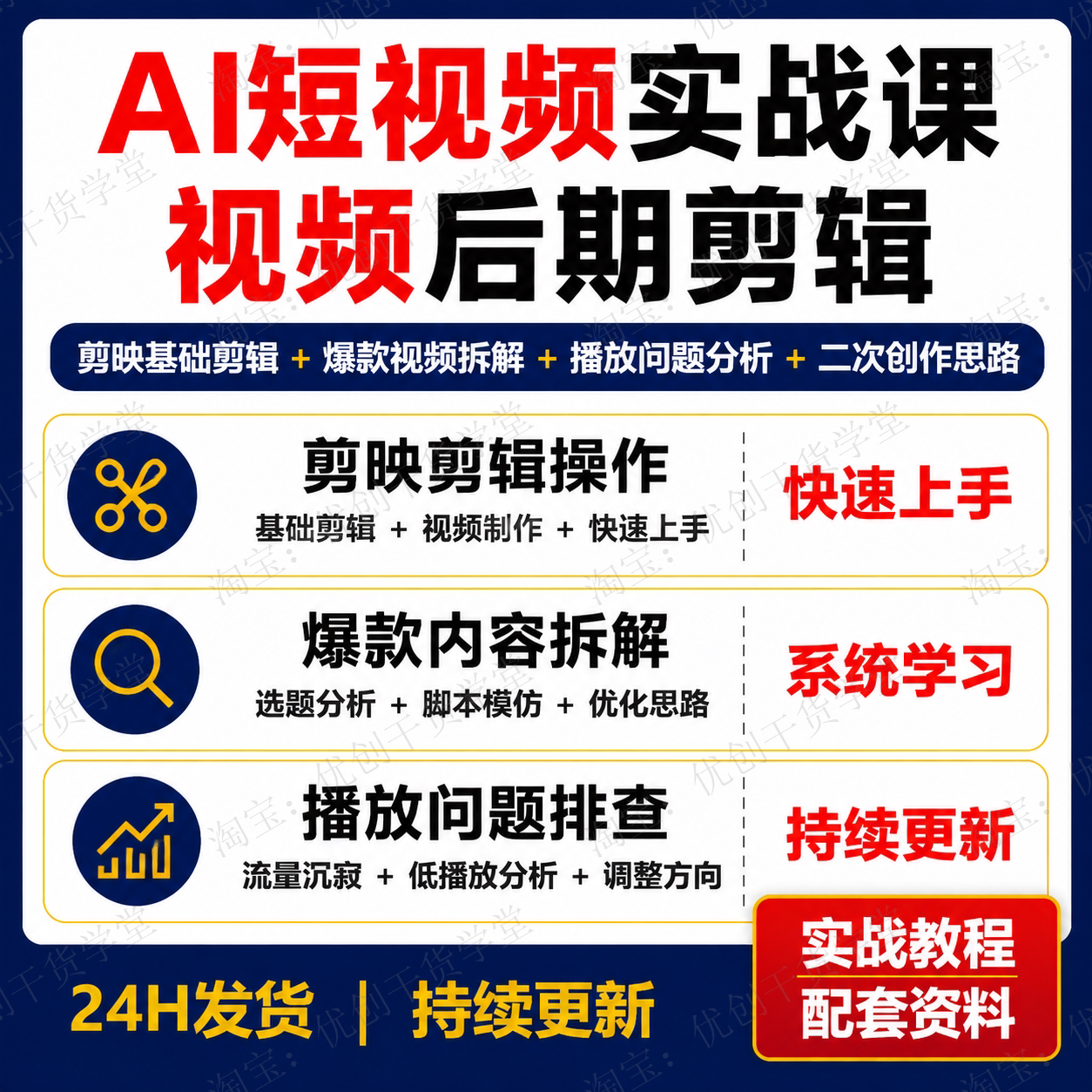 AI短视频制作剪映实操教程爆款拆解内容分析学习资料视频课程