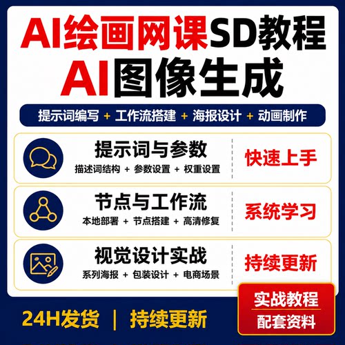 AI绘画视频教程SD+ComfyUI+Midjourney提示词工作流海报设计