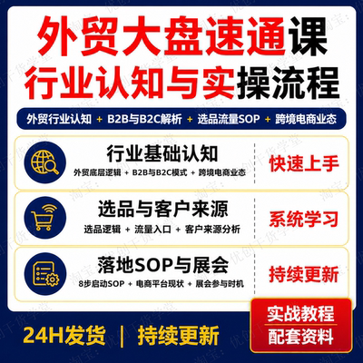 外贸大盘速通课行业认知B2B与B2C解析选品流量落地SOP实战