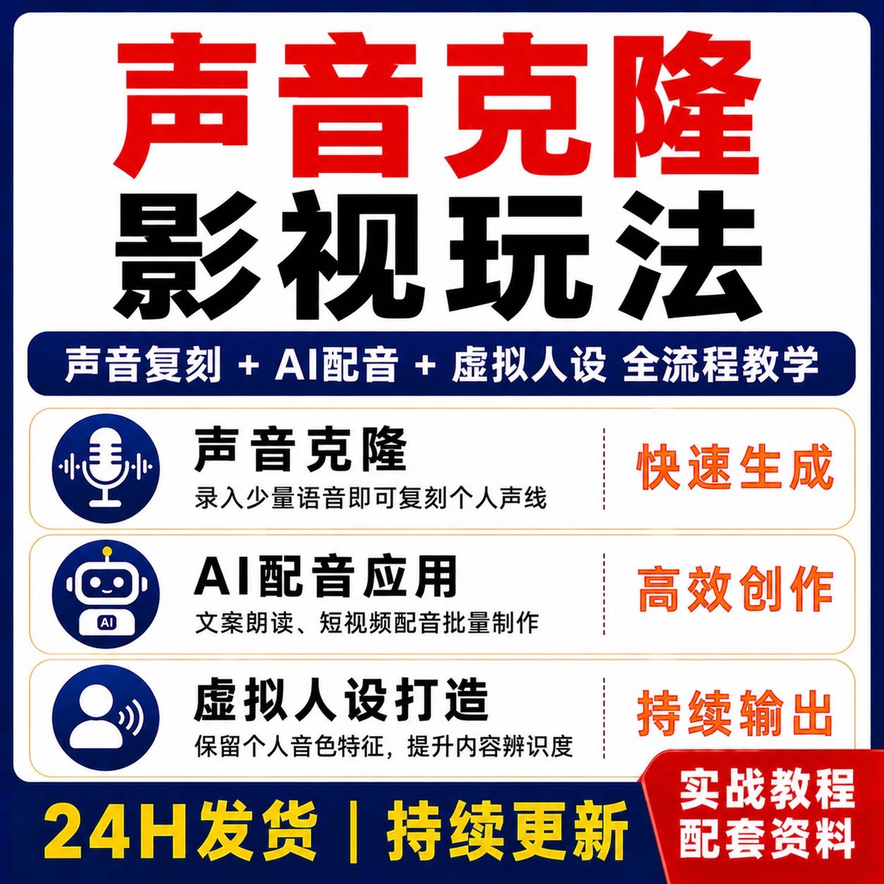 AI声音复刻实战课 配音制作虚拟人设短视频创作全流程教程AI配音