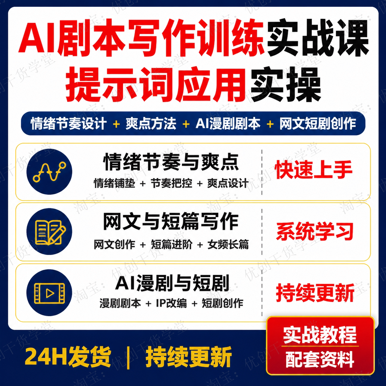 AI剧本写作课程情绪节奏爽点设计漫剧网文短剧创作提示词手册