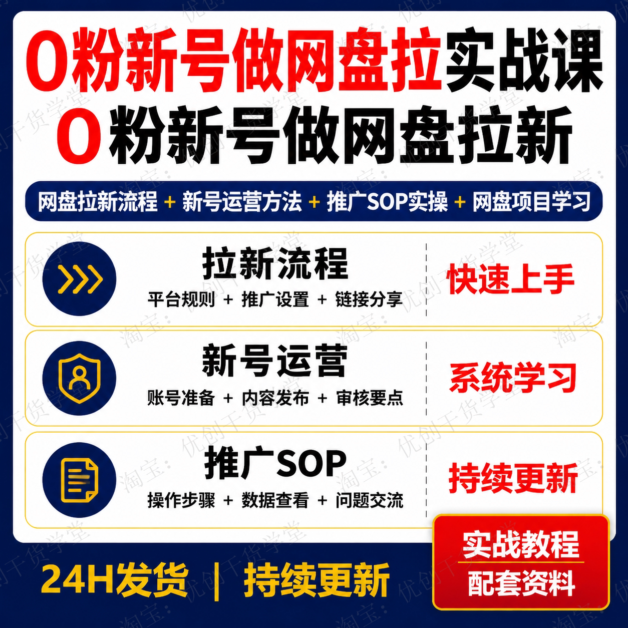 网盘拉新推广实操课程新号起量SOP方法学习资料新号过限流教程