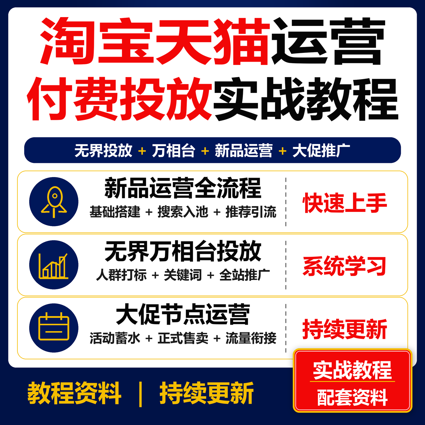 淘宝天猫运营实战教程 无界万相台新品推广大促投放课程资料