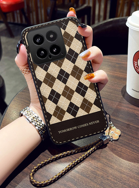  适用小米15手机壳新款女14pro皮质保护套高端mi14pro外壳镜头全包防摔xiaomi13新品高级13por欧美复古风