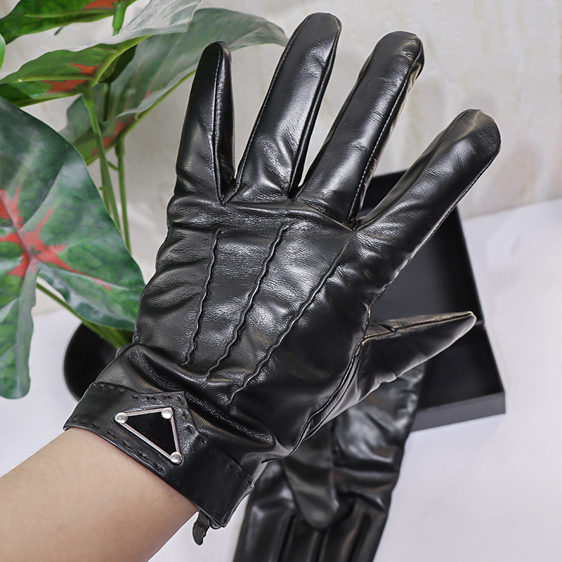 thumbnail for P-Fashion Genuine Leather Gloves Sheepskin Men's Autumn and Winter Thickened Black Warm Cycling Outdoor Cold Protection P002