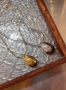 韩国东大门新款简约大气蛇骨链条精致流光椭圆挂件冷淡风锁骨链