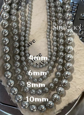 真多麻铂金灰色珍珠项链气质网红正圆高亮珍珠颈链设计感锁骨链