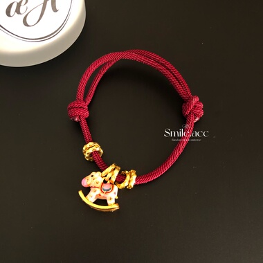 新款珐琅彩色摇摇木马红绳手链女ins小众轻奢手工定制新年配饰