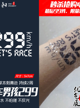 纹墨轩·WMX果汁草本纹身贴机车299km贴纸防水女不反光不怕搓逼真