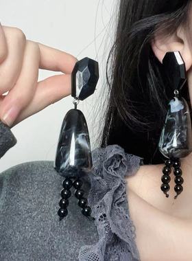 个性夸张水滴圆珠流苏长款耳环复古欧美时尚ins风独特别致耳饰女