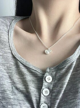 时尚精致珍珠葫芦吊坠水晶串珠项链小众轻奢树脂透明蝴蝶结耳环女