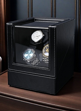 摇表器PU皮革3表位自动机械表转表器马达盒上弦器高挡开盖手表盒