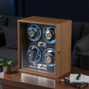 德国技术摇表器黑胡桃纹机械表自动上链器转表器氛围灯静音手表盒